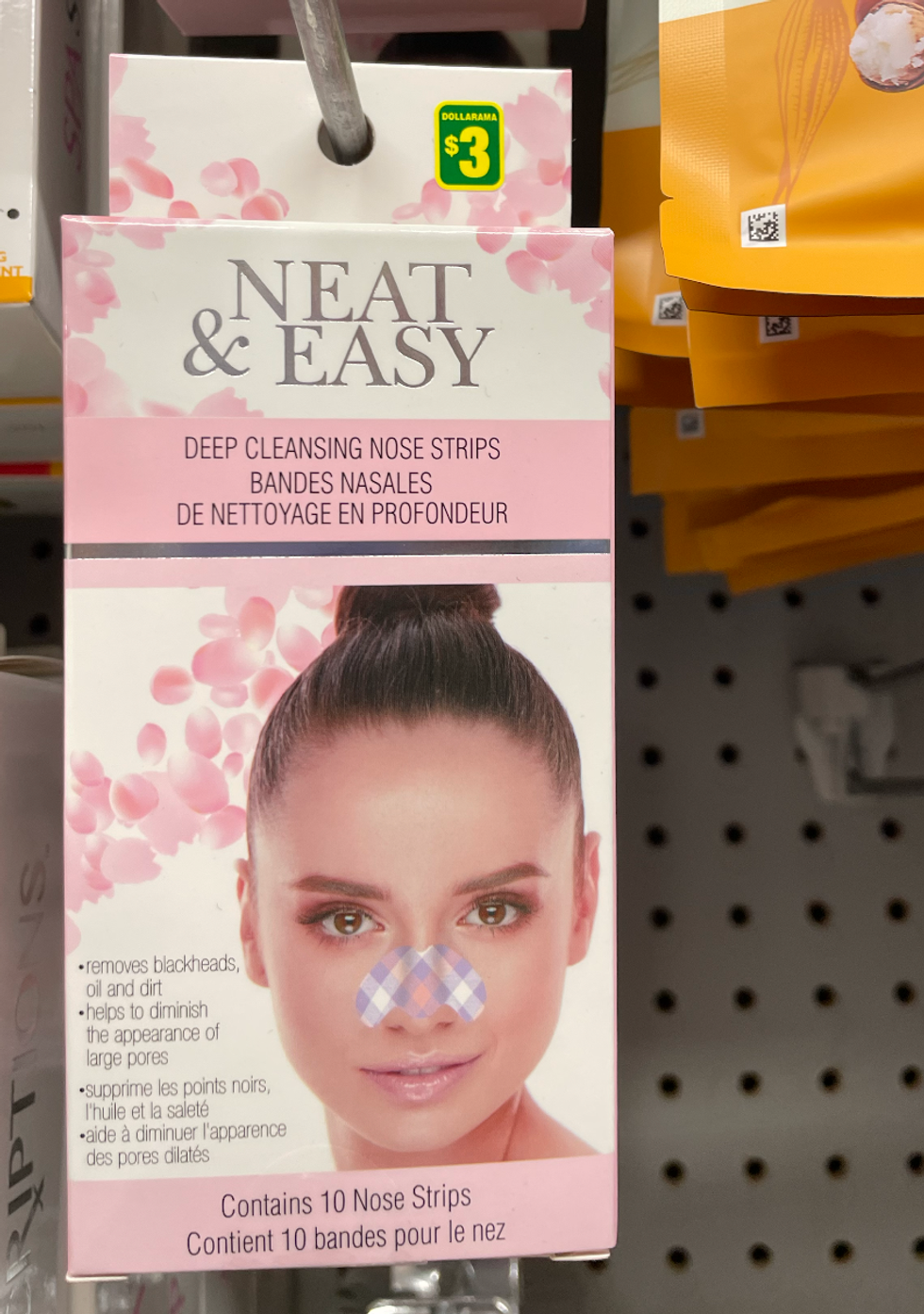 Deep cleansing pore strips at Dollarama.