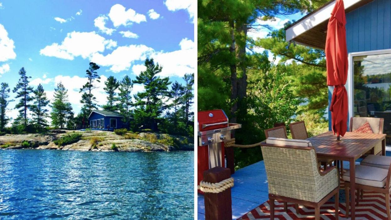 Deepwater island. Right: Porch on Deepwater island.