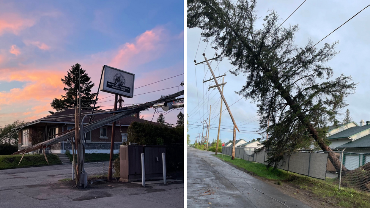 Dégâts des orages violents sur les lignes d'électricité au Québec.