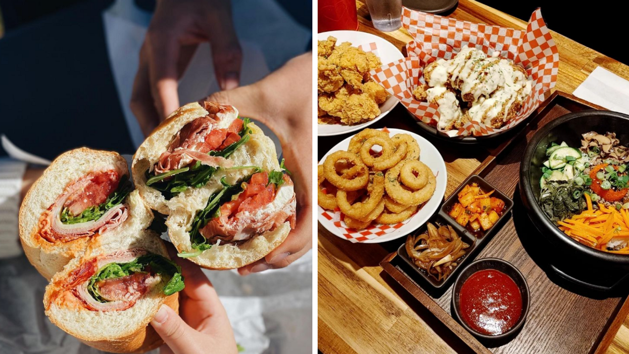 Deli sandwiches from The Italian Store. Right: Korean fried Chicken from Ogam.