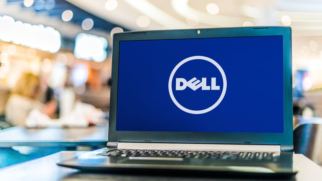 Dell logo on a laptop screen.