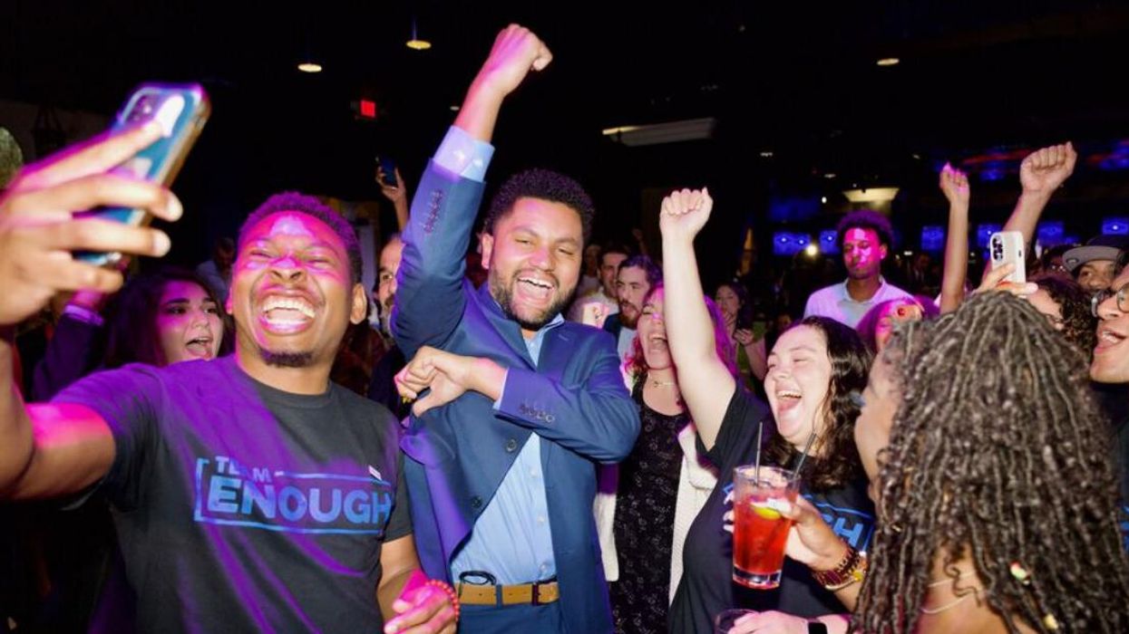 Democrat and Gen Zer Maxwell Alejandro Frost celebrating his victory.