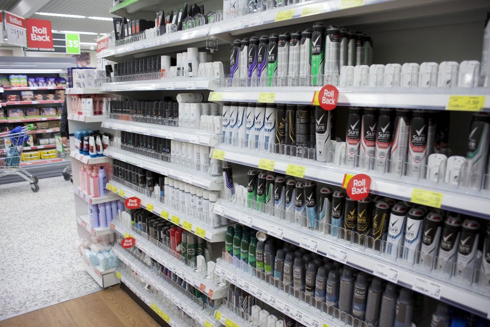 deodorant aisle in UK store