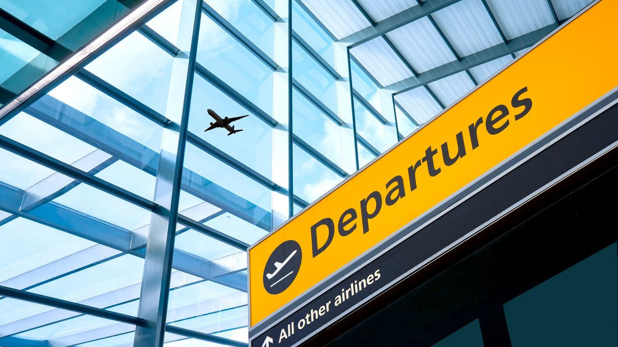Departures sign at an airport.