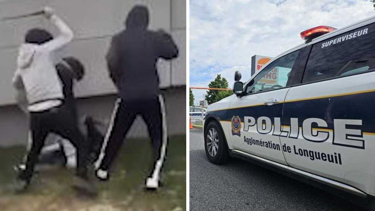 Des adolescents lors d'événements violents au Quartier Dix30. Droite : Une voiture du SPAL.