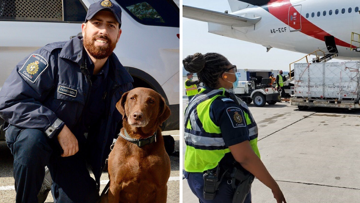 Des agents des services frontaliers du Canada.