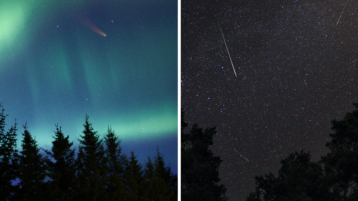 Des aurores boréales. Droite : Des étoiles filantes.