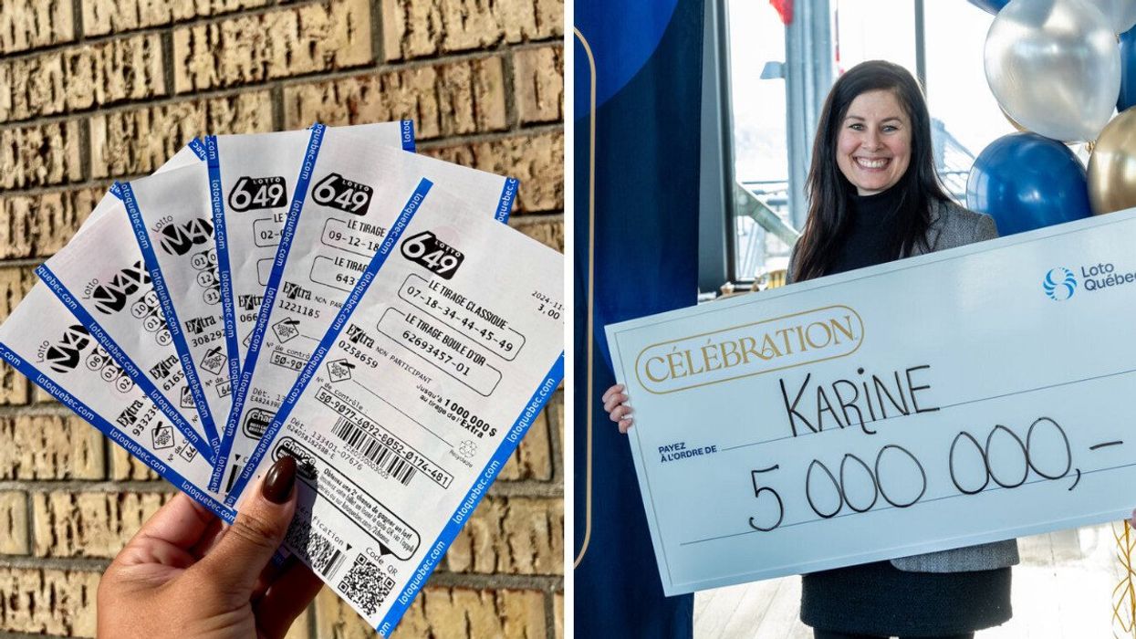 Des billets de loteries du Québec. Droite : Une gagnante au gala Célébration 2025.