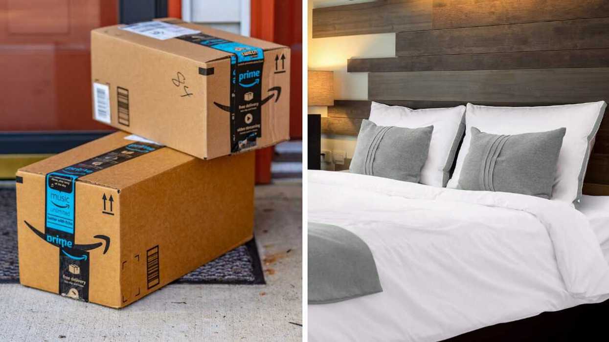 Des boîtes d'Amazon Canada. Droite : les oreillers meilleurs vendeurs sur Amazon Canada.