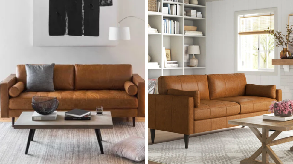 Des canap\u00e9s en cuir.