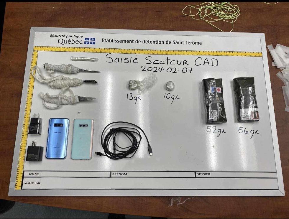 Des cellulaires, des chargeurs, du tabac et de la drogue confisqu\u00e9s \u00e0 la d\u00e9tention de Saint-J\u00e9r\u00f4me.