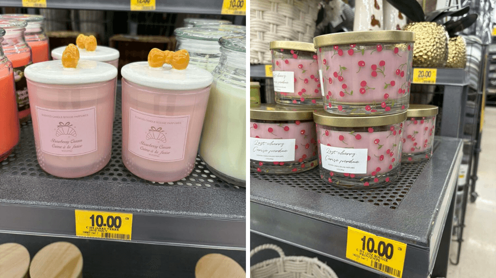 Des chandelles rose au Tigre G\u00e9ant. Droite : Des chandelles roses avec des cerises au Tigre G\u00e9ant.