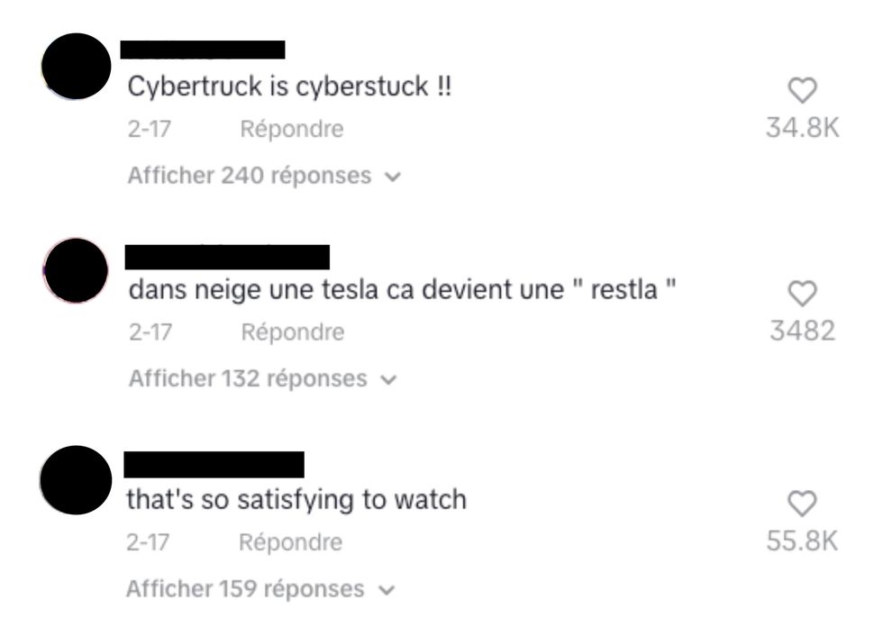 Des commentaires sur TikTok.