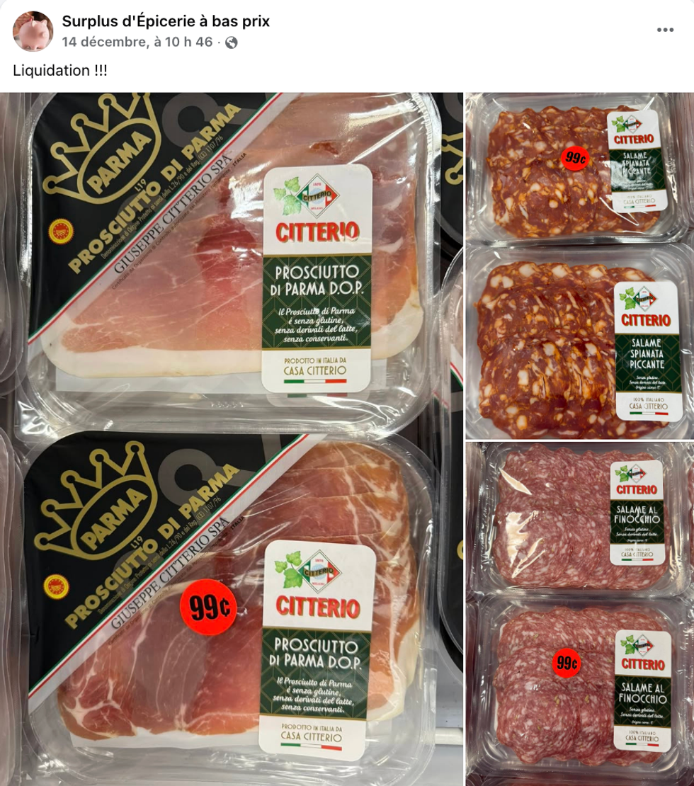 Des emballages de viandes froides \u00e0 99 sous.