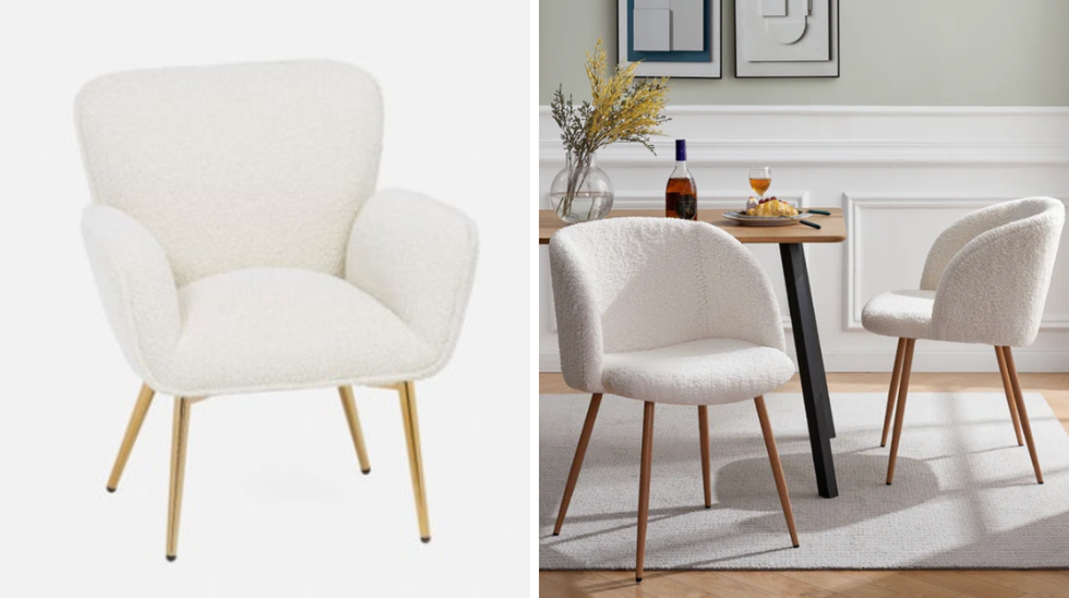 Des fauteuils d'appoint en fausse laine de mouton.