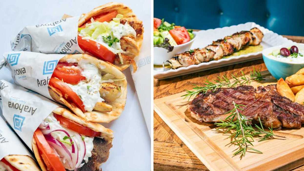 Des gyros. Droite : de la viande.
