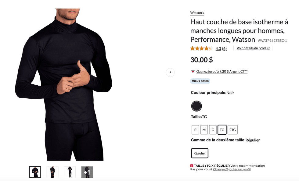 Des haut couche de base isotherme \u00e0 manches longues pour hommes, Performance sur le site de L'\u00c9quipeur \u00e0 30 $.