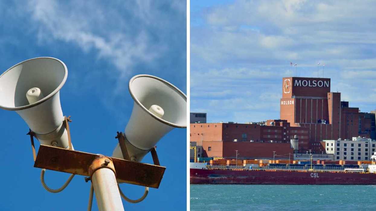 Des haut-parleurs d'alertes. Droite : La Ville de Montréal.