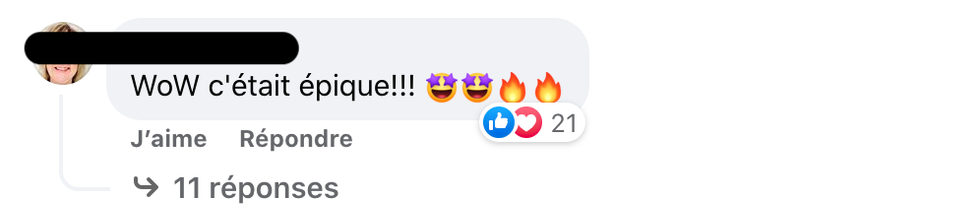 Des internautes complimentent le jeu de Martin Vachon sur Facebook.