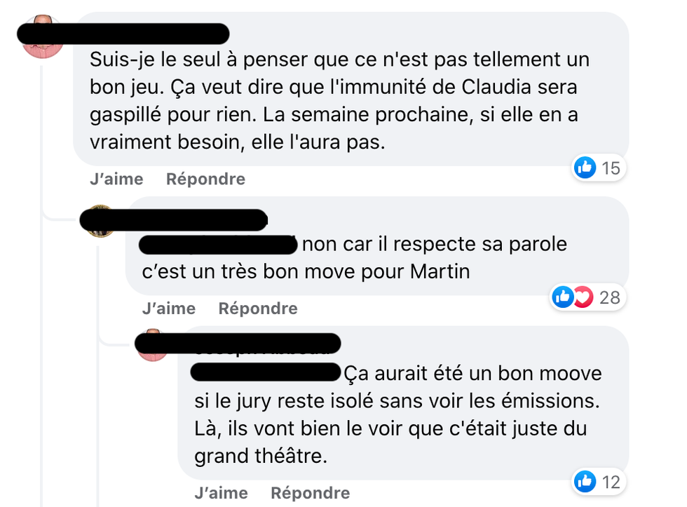Des internautes critiquent le jeu de Martin Vachon sur Facebook.