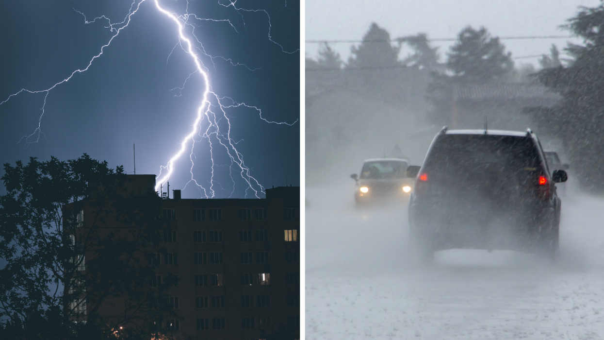 Des orages. Droite : De la pluie diluvienne.