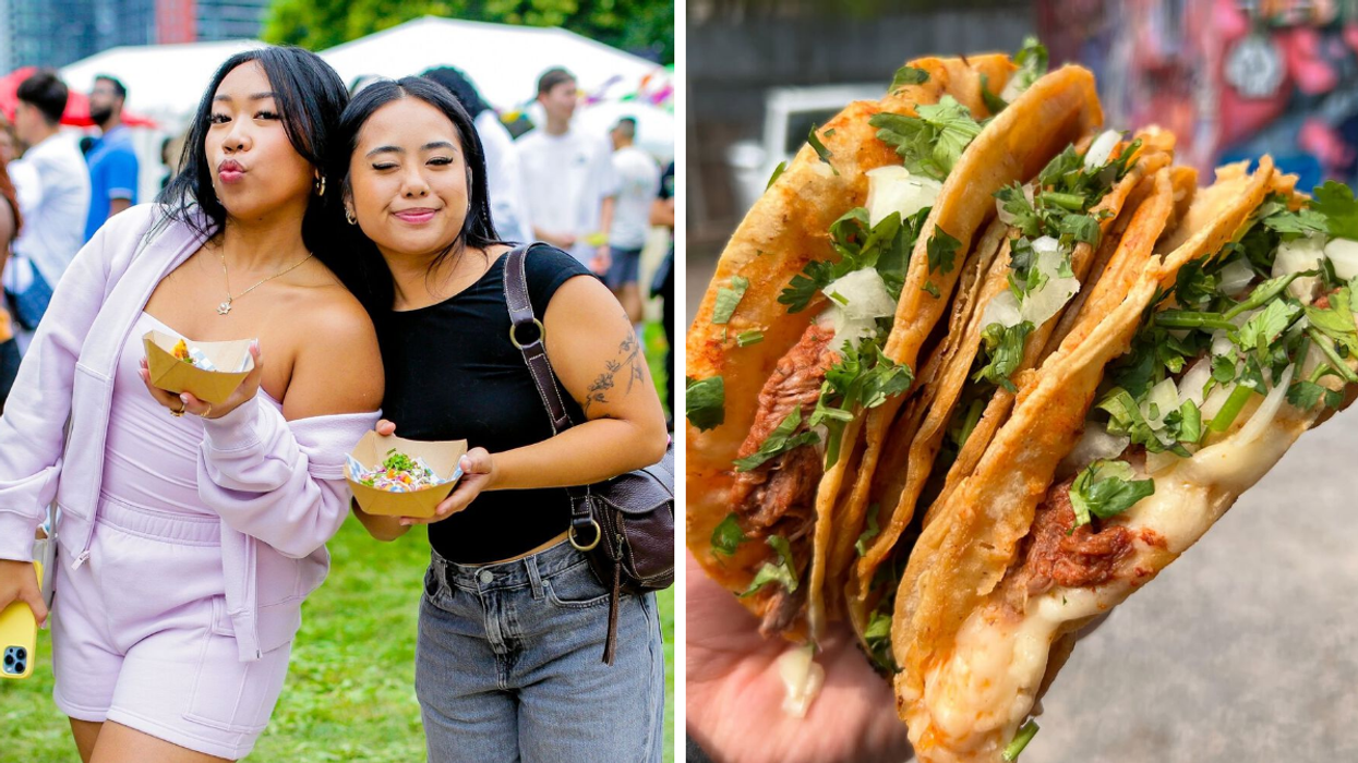 Des personnes au Taco Fest. Droite : Des tacos.