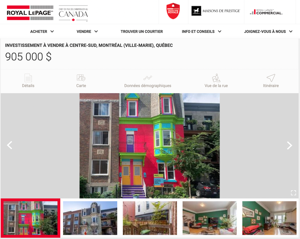 Des photos d'une maison en vente sur le site de Royal LePage.