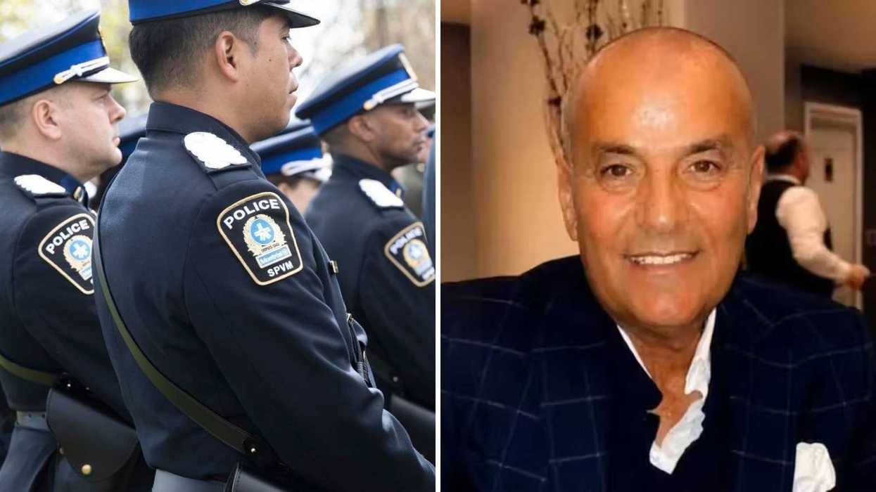Des policiers. Droite : Michel Mizrahi
