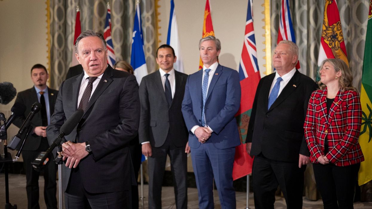 Des premiers ministres canadiens, dont François Legault en avant-plan.