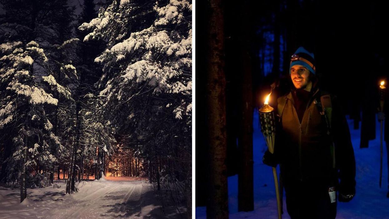 Des randonnées nocturnes illuminées aux flambeaux ont lieu dans ces trois parcs à Québec