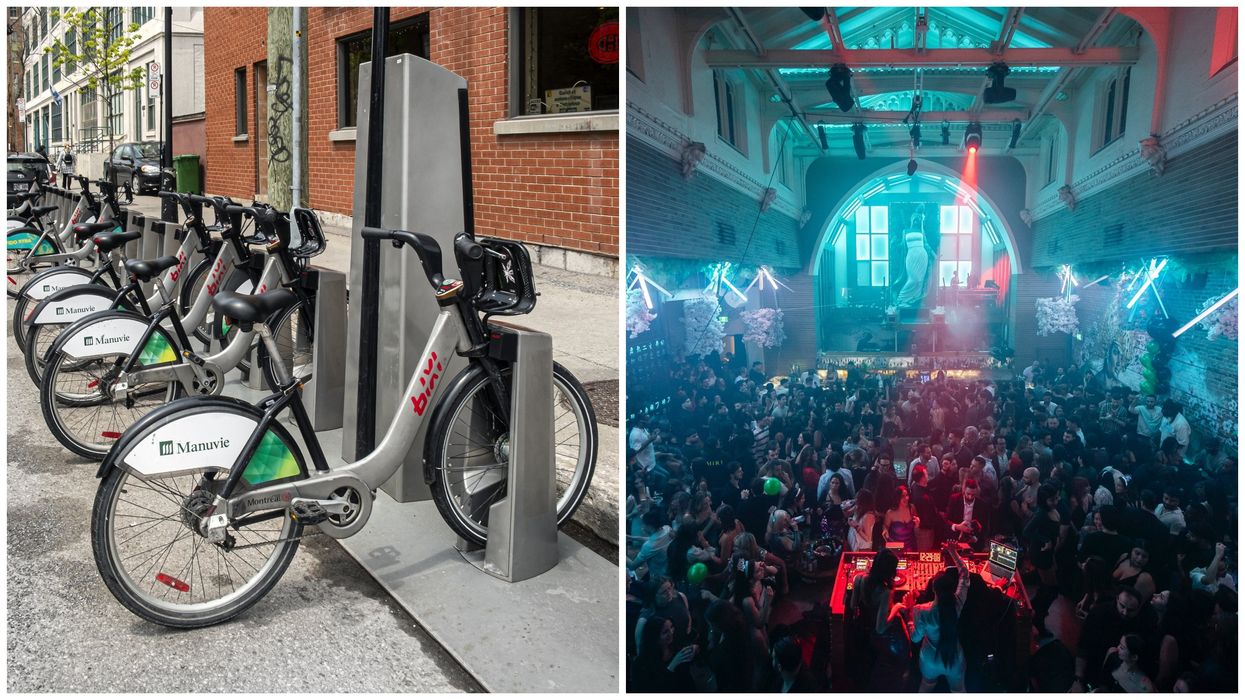 Des vélos BIXI. À droite : l'intérieur du Yoko Luna.
