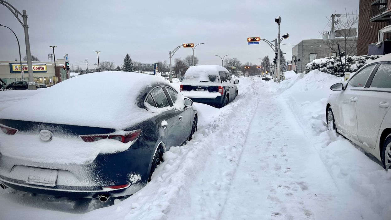 Des voitures sous la neige.