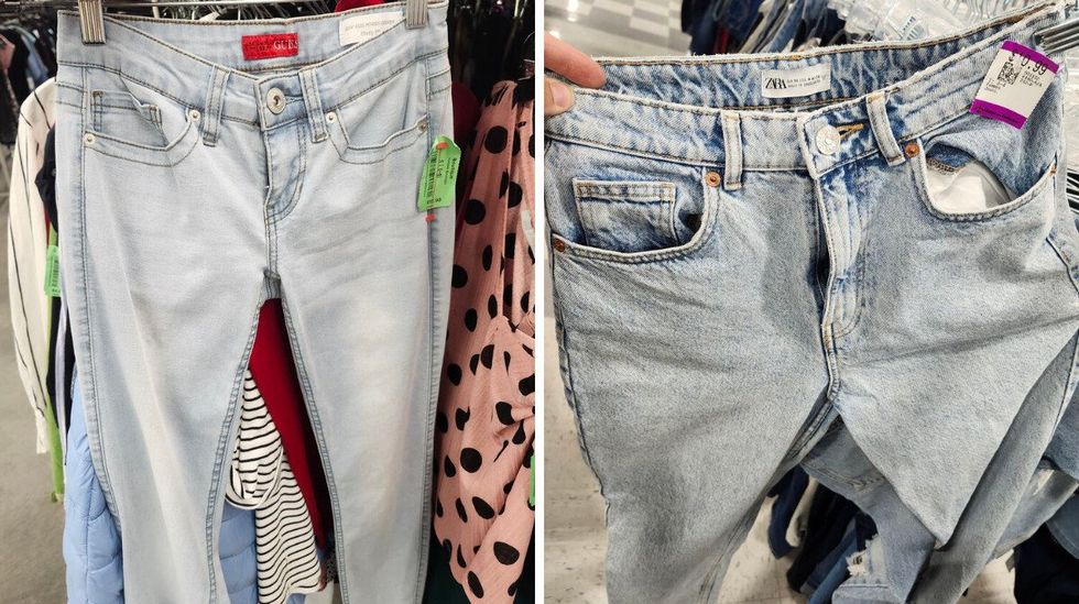 Deux jeans p\u00e2les.