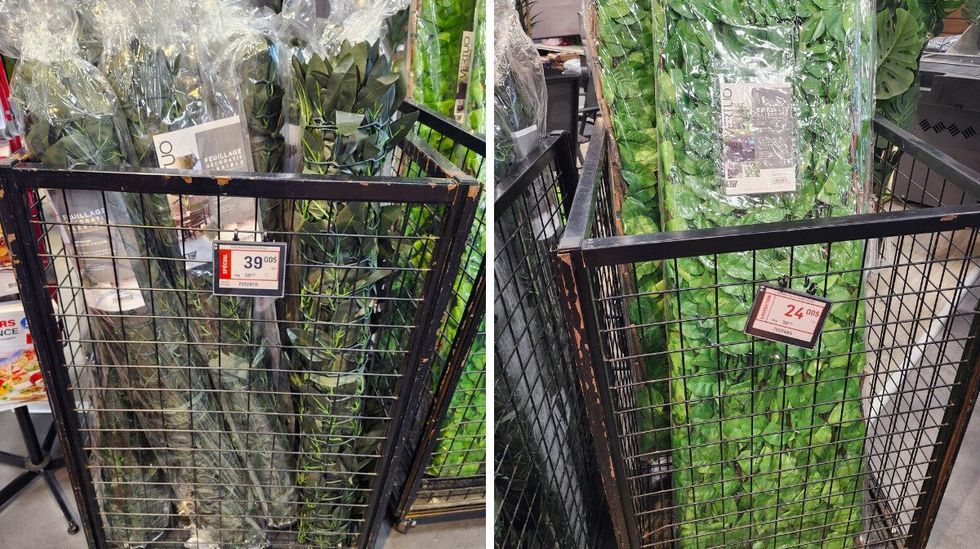 Deux vari\u00e9t\u00e9 de treillis de feuilles artificielles.