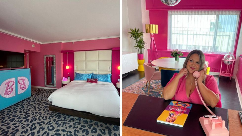 Deuxieme chambre de Barbie dans la suite. Droite : Salle a manger et bureau de Barbie.
