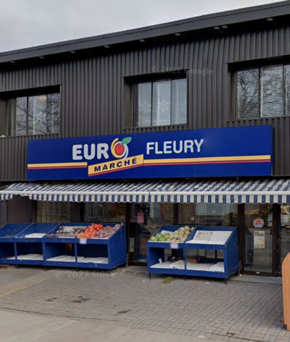 Devanture de l'Euromarch\u00e9 Fleury \u00e0 Montr\u00e9al.