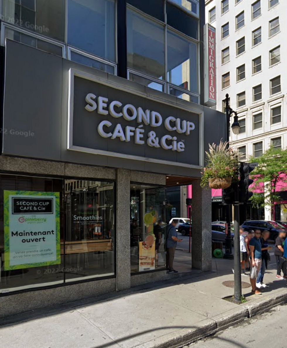 Devanture du Caf\u00e9 Second Cup, mis \u00e0 l'amende par le MAPAQ.