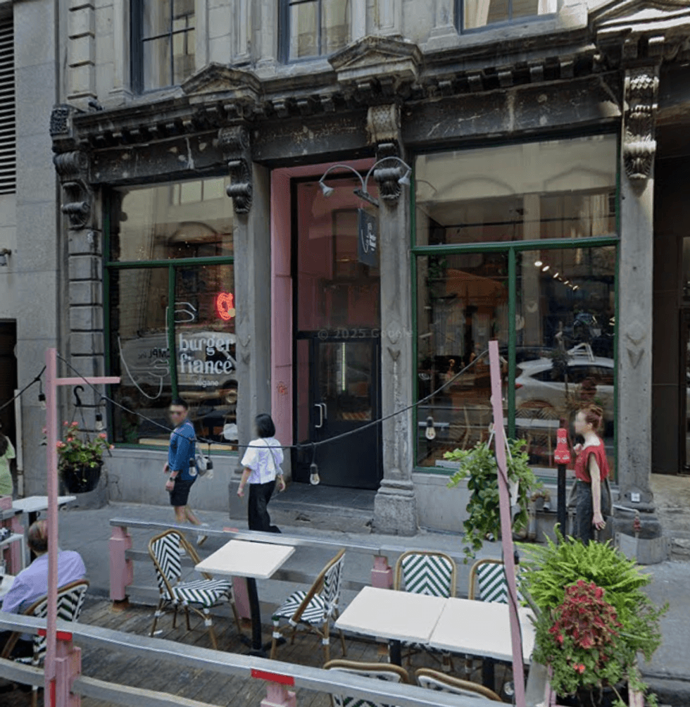 Devanture du restaurant Burger Fiance \u00e0 Montr\u00e9al.