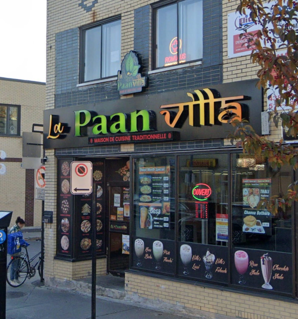 Devanture du restaurant La Paan Villa \u00e0 Montr\u00e9al.