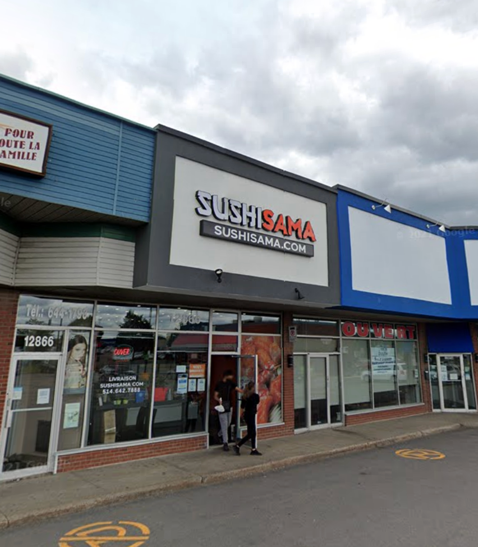 Devanture du restaurant Sushi Sama \u00e0 Montr\u00e9al.