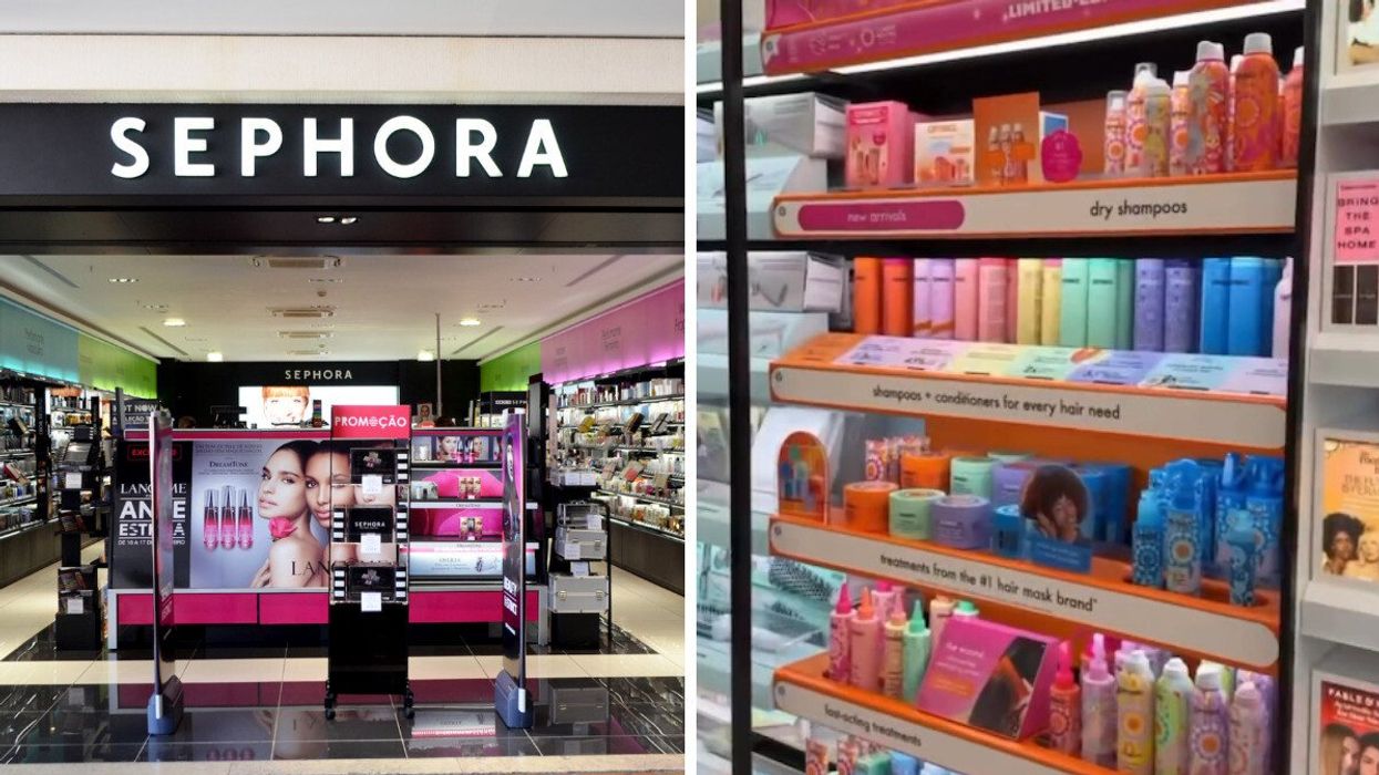 Devanture du Sephora. Droite : Les produits Amika chez Sephora.