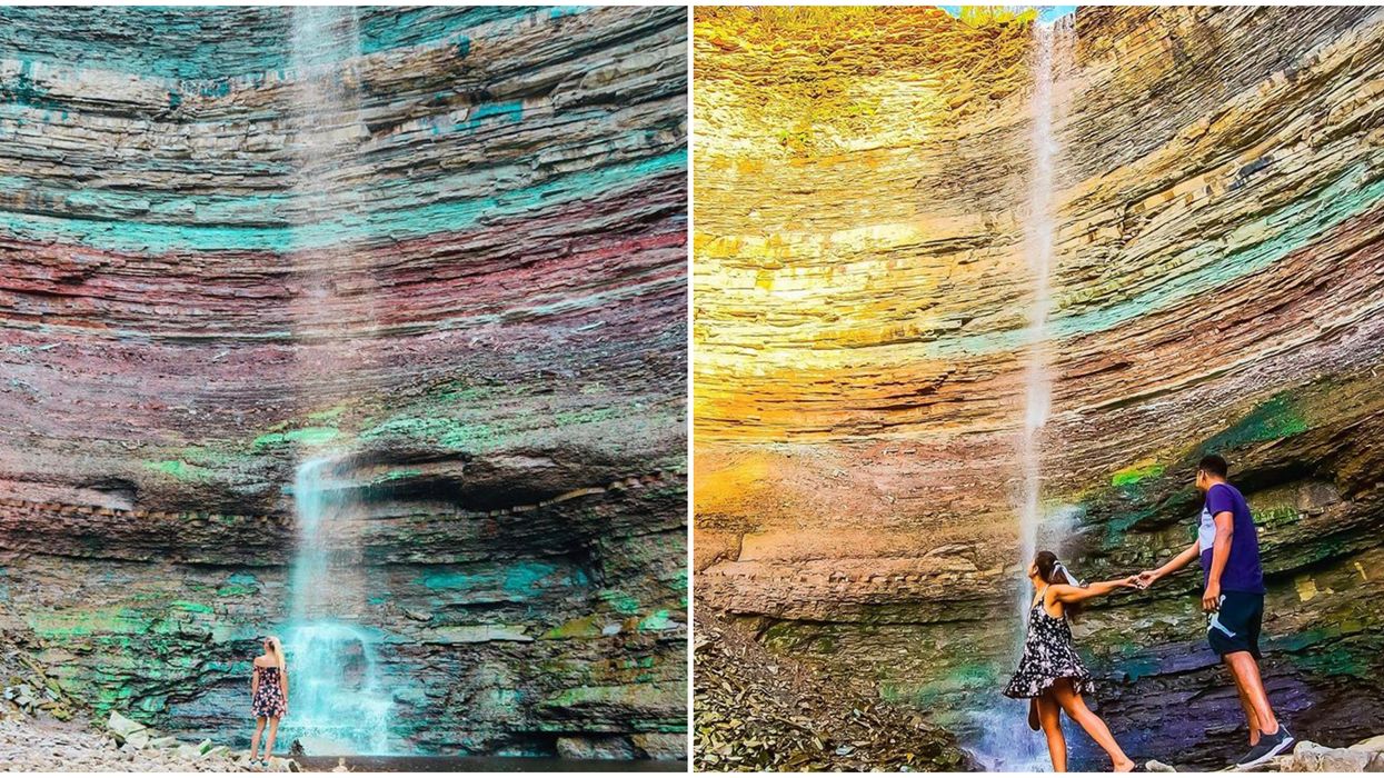 Devil's Punchbowl Waterfall Near Toronto Has Magical Rainbow Cliffs