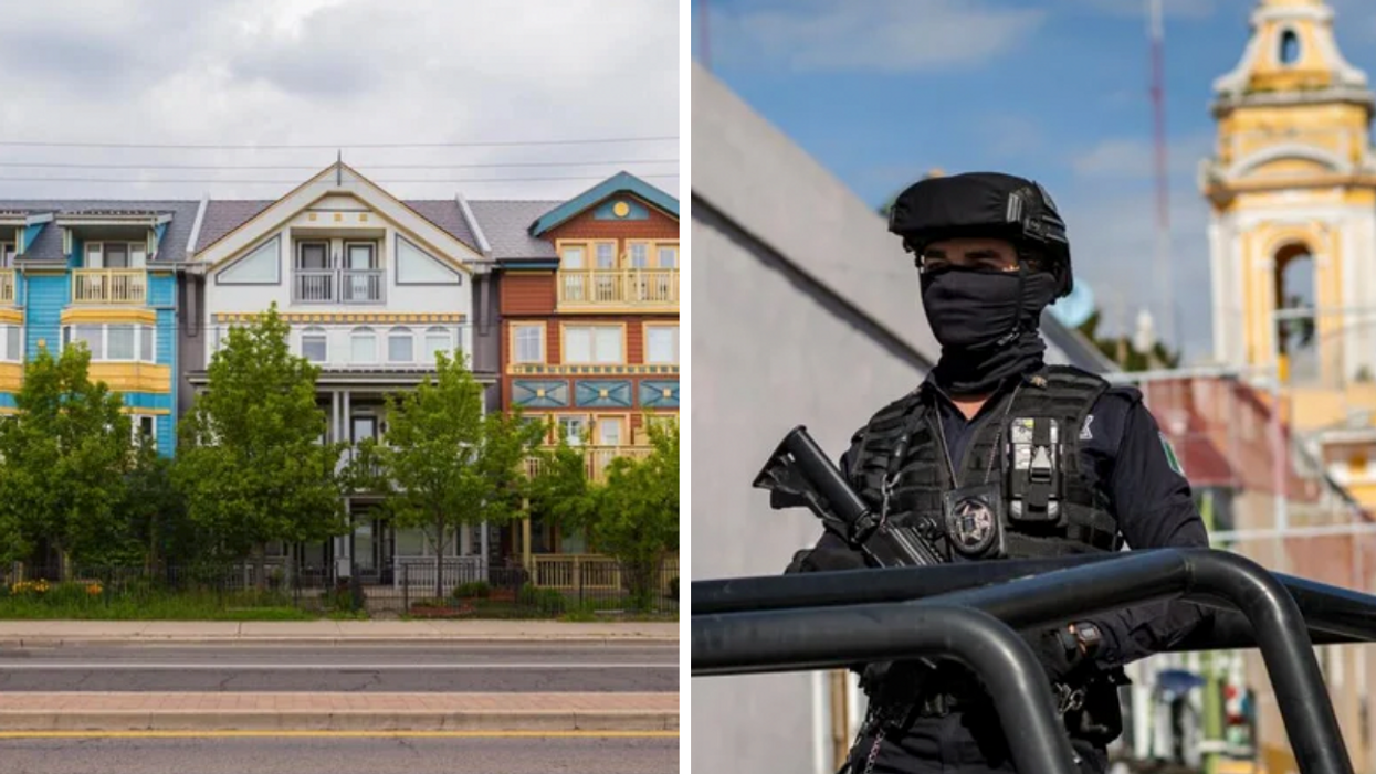 Different houses in the Beaches area. Right: A Mexican military member.