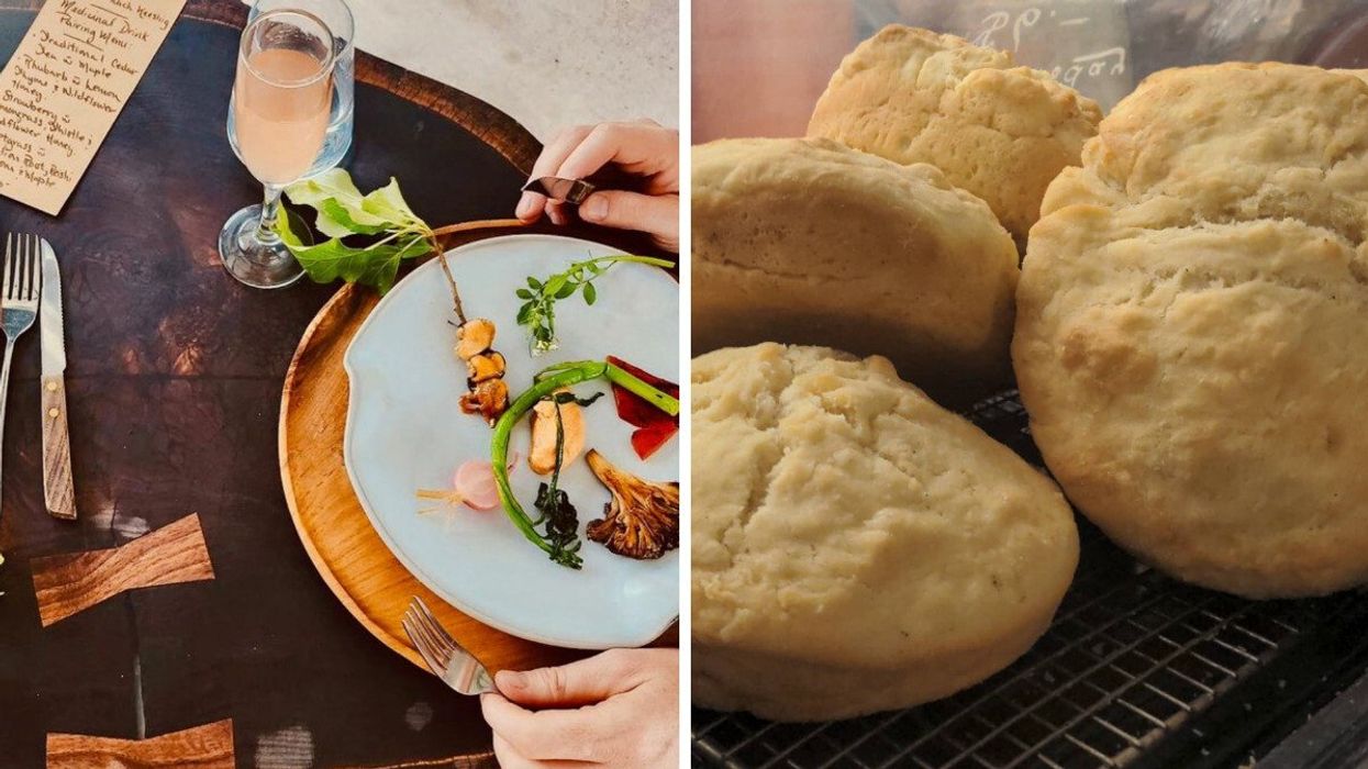 Dinner at Naagan. Right: Bannock from Tea N' Bannock.