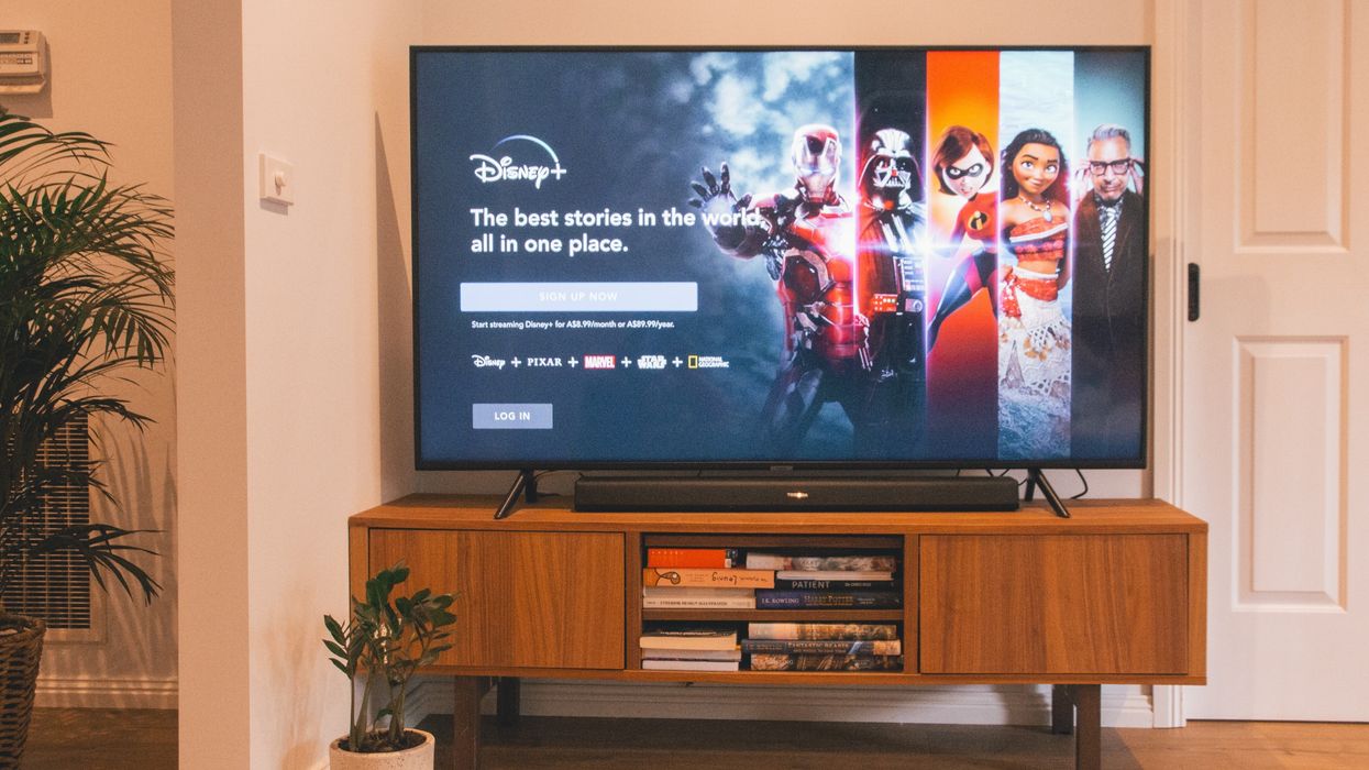 Disney+ log-in screen on a TV.