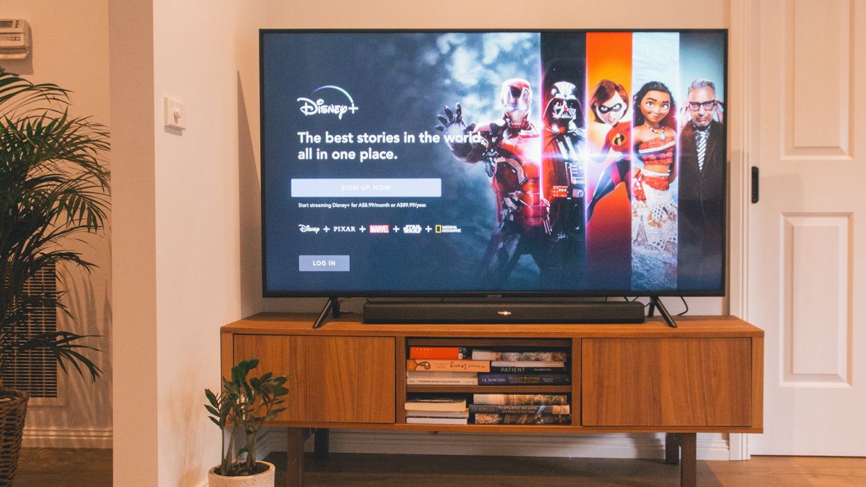 Disney+ log-in screen on a TV.