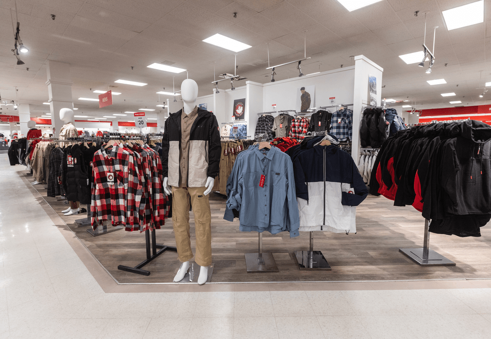 displays of men's clothing at zellers store in londonderry mall in edmonton