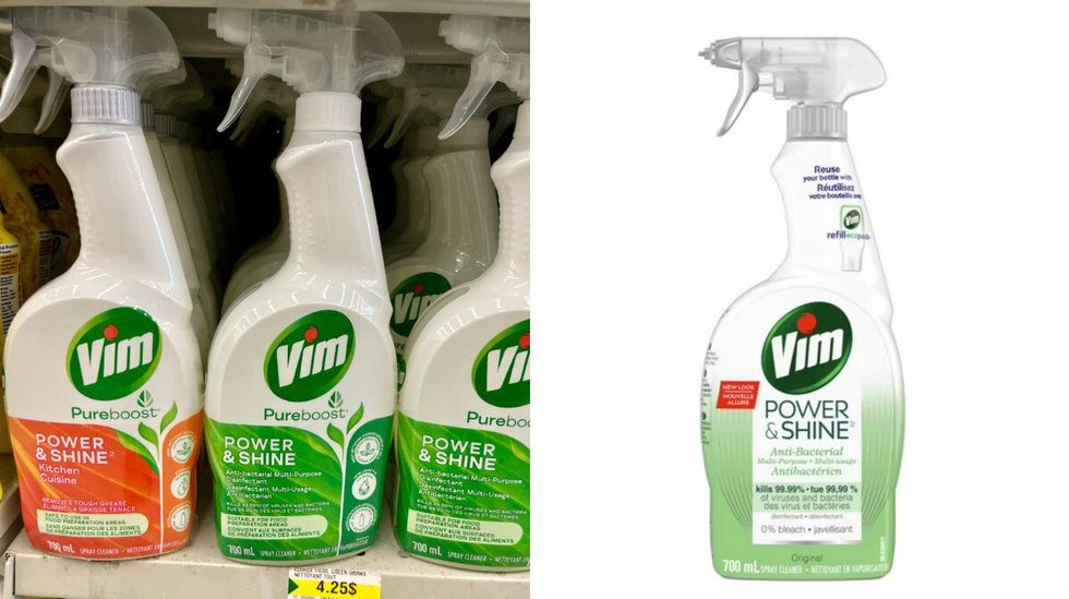Divers nettoyants Vim Power & Shine au Dollarama. Droite : Nettoyant Vim Power & Shine.