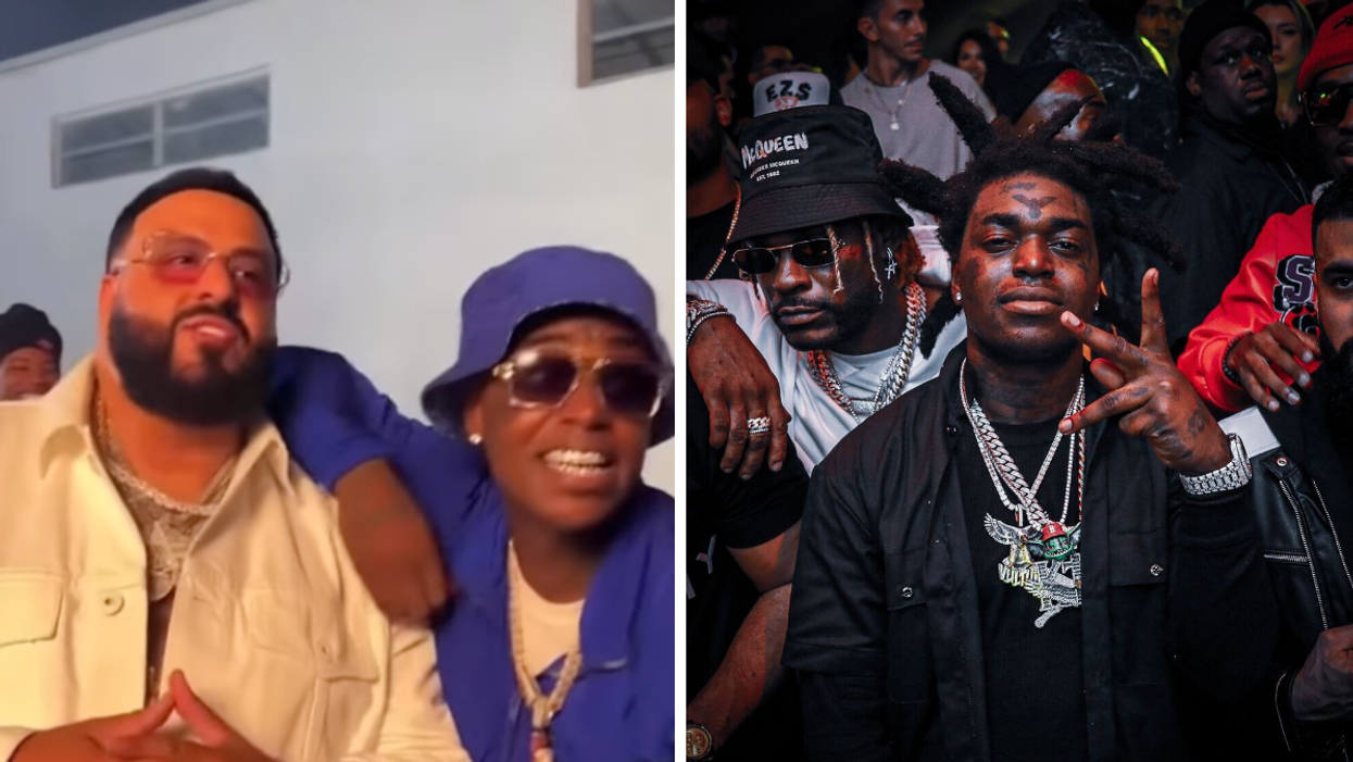 DJ Khaled and Kodak Black in a video on Instagram. Right: Kodak Black at Story Miami.