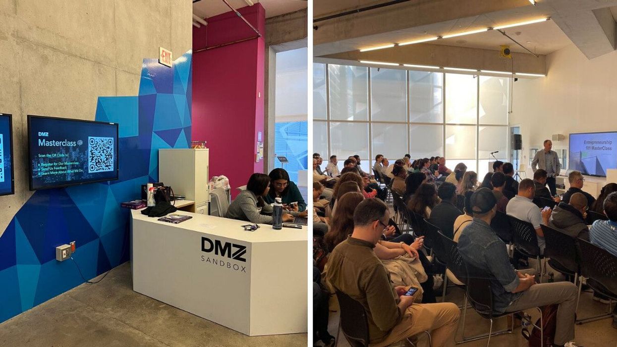 DMZ Sandbox. Right: Participants attending a DMZ workshop.